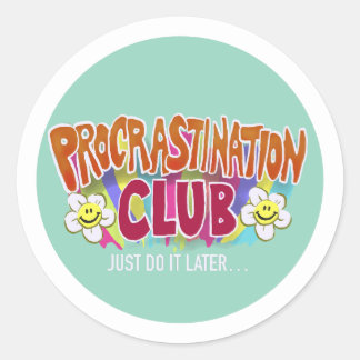 Funny Retro Procrastination Club Rainbow  Runder Aufkleber