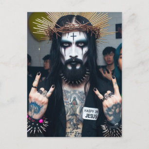 Funny Retro Punk Rock Gothic Party Jesus Postkarte