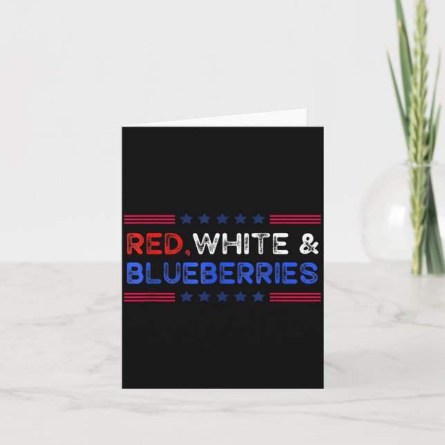 Funny Retro Red, White And Blueberries Patriot  Karte (Vorderseite)