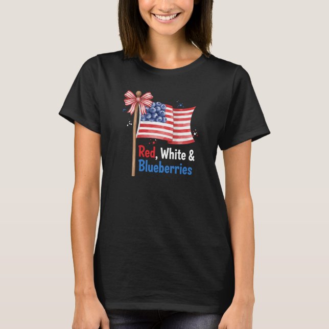 Funny Retro Red, White and Blueberries Patriot Spa T-Shirt (Vorderseite)