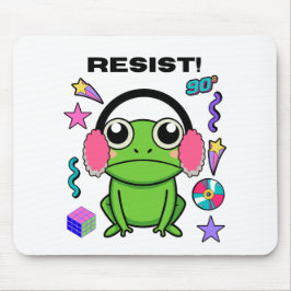 Funny Retro Resist Frog – Vintage 90s Rebellion Fr Mousepad