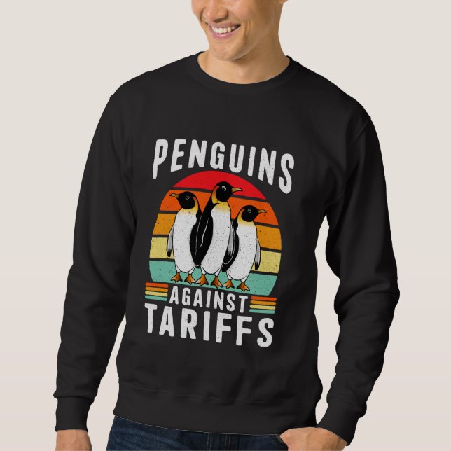 Funny Retro Resist Pinguine Protest gegen Preise Sweatshirt (Vorderseite)