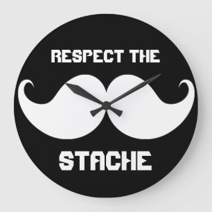 Funny Retro respektiert die Stache Mustache Mustac Große Wanduhr
