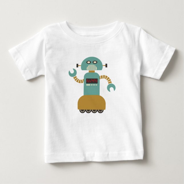 Funny Retro Roller Robot Baby T-shirt (Vorderseite)