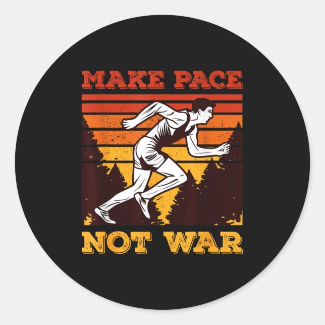 Funny Retro Runner Running Quote Gift - Make Pace  Runder Aufkleber (Vorderseite)