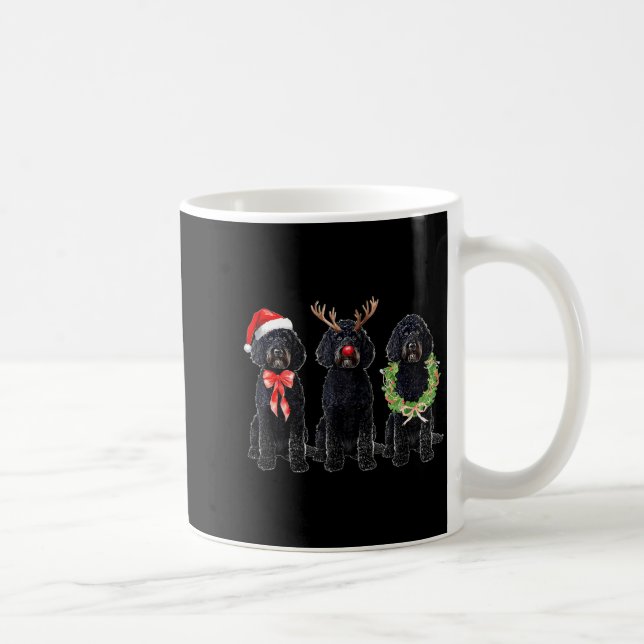 Funny Retro Santa Black Goldendoodle Dog Reindeer  Kaffeetasse (Rechts)