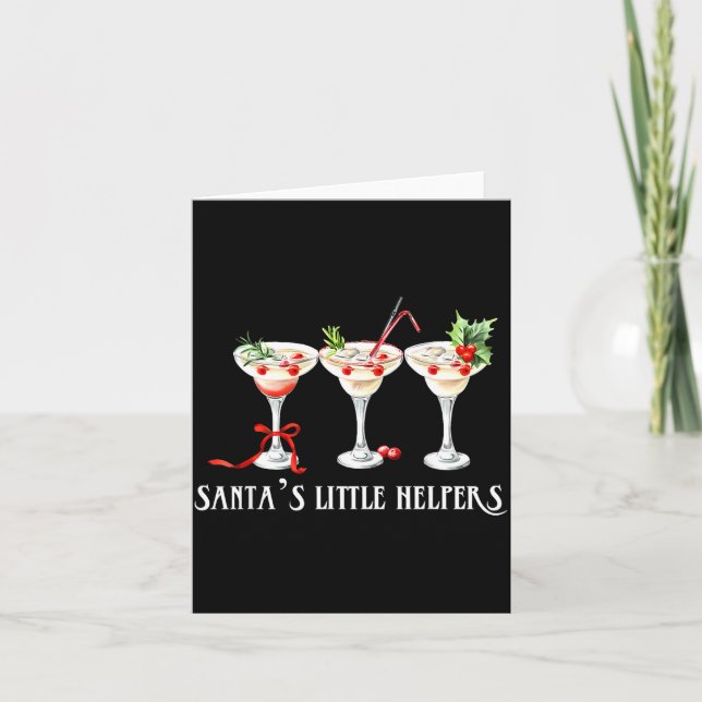 Funny Retro Santa's Little Helper Martini Merry Ch Karte (Vorderseite)