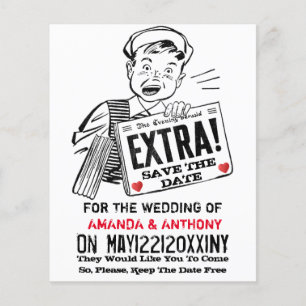 Funny Retro Save the Date Einladung Flyer