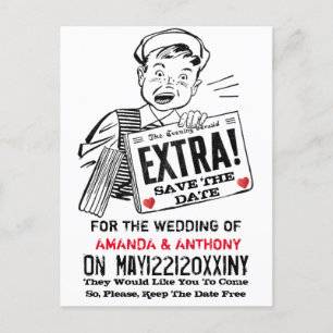 Funny Retro Save the Date Einladungspostkarte