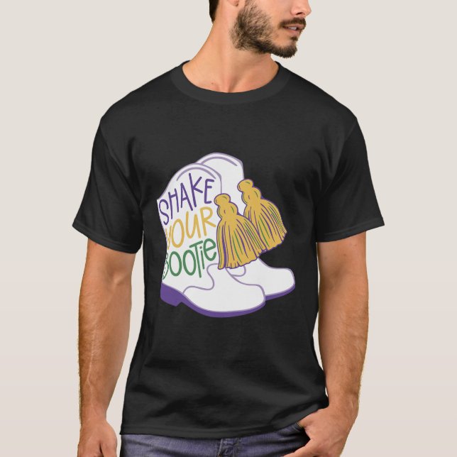 Funny Retro Schütteln Sie Ihren Bootie Mardi Gras  T-Shirt (Vorderseite)