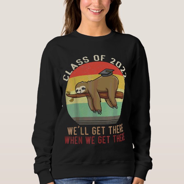 Funny Retro Senior Class of 2022 Sloth Cap Graduat Sweatshirt (Vorderseite)