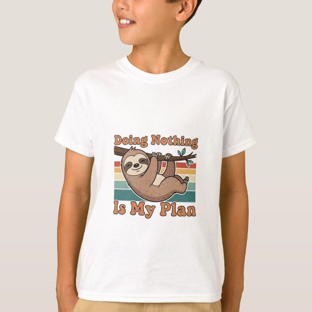 Funny Retro Sloth Kids Graphic T-Shirt (Vorderseite)
