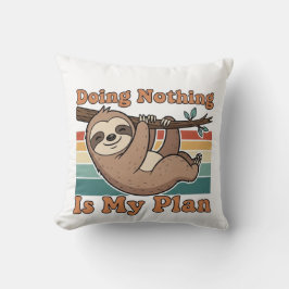 Funny Retro Sloth Square Throw Pillow Kissen
