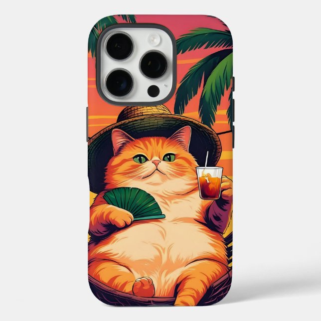 Funny Retro Sommerkatzenurlaub Case-Mate iPhone Hülle (Rückseite)