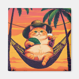 Funny Retro Sommerkatzenurlaub Magnet