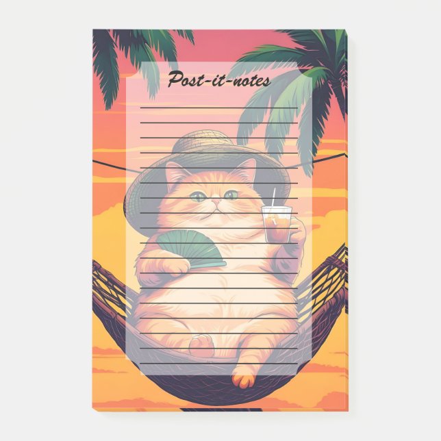 Funny Retro Sommerkatzenurlaub Post-it Klebezettel (Vorderseite)