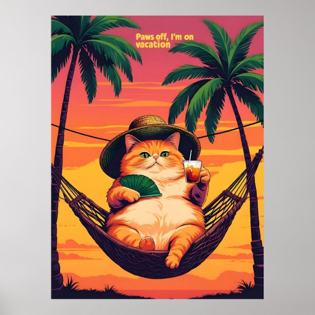 Funny Retro Sommerkatzenurlaub Poster (Vorne)