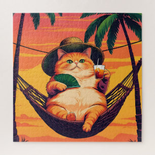 Funny Retro Sommerkatzenurlaub Puzzle