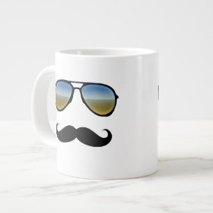 Funny Retro Sonnenbrille mit Mustache Jumbo-Tasse