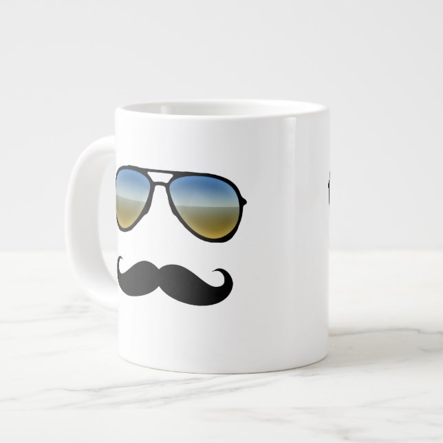 Funny Retro Sonnenbrille mit Mustache Jumbo-Tasse (Vorderseite Links)