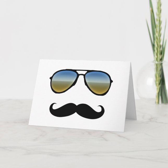 Funny Retro Sonnenbrille mit Mustache Karte (Vorderseite)