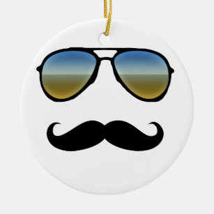 Funny Retro Sonnenbrille mit Mustache Keramik Ornament