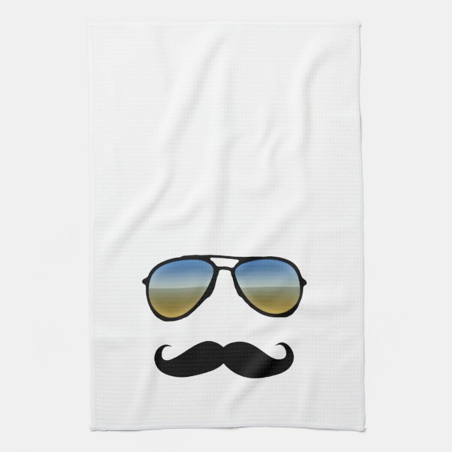 Funny Retro Sonnenbrille mit Mustache Küchentuch (Vertikal)