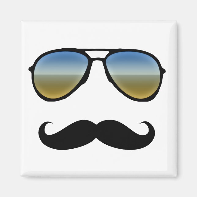 Funny Retro Sonnenbrille mit Mustache Magnet (Vorne)
