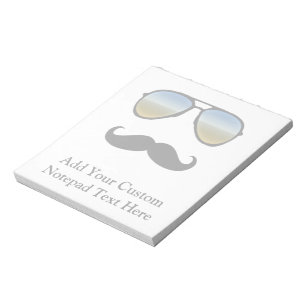 Funny Retro Sonnenbrille mit Mustache Notizblock