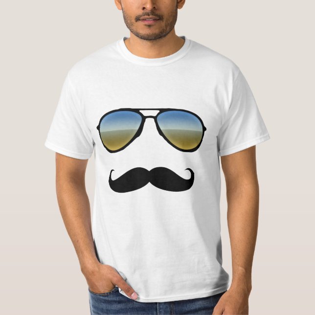 Funny Retro Sonnenbrille mit Mustache T-Shirt (Vorderseite)