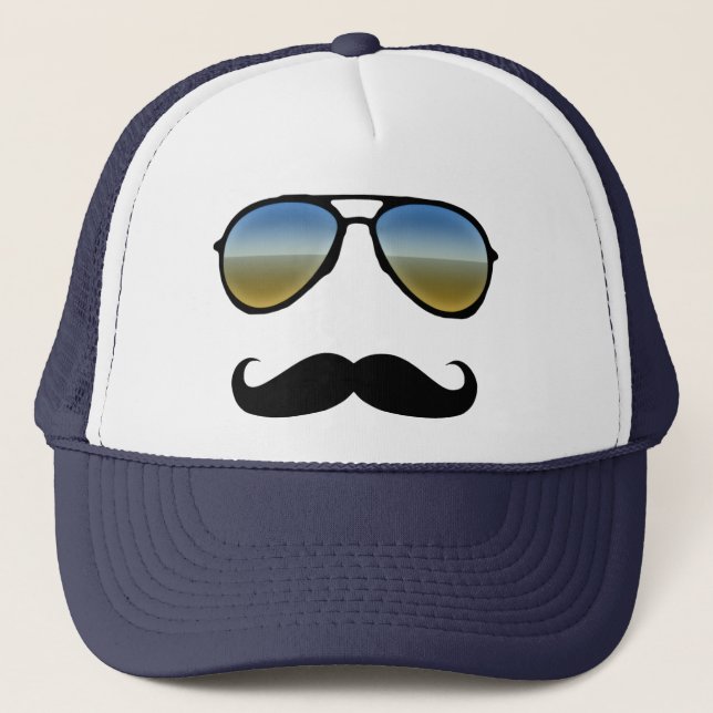 Funny Retro Sonnenbrille mit Mustache Truckerkappe (Vorderseite)