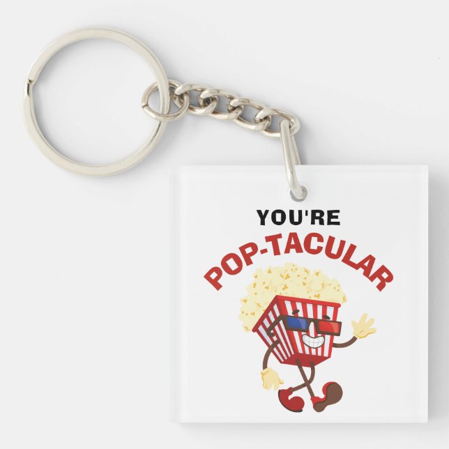 Funny Retro Spaß Cool Popcorn für Filmliebhaber Schlüsselanhänger (Vorderseite)