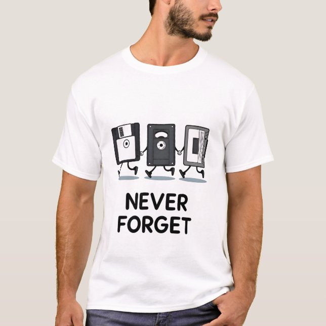 Funny Retro Storage Devices - Floppy, VHS, Cassett T-Shirt (Vorderseite)