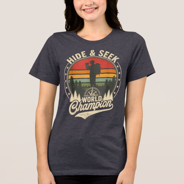 Funny Retro Sunset Forest Design Tri-Blend Shirt (Vorderseite)