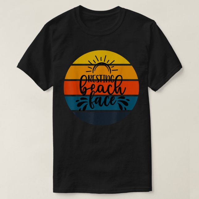 Funny Retro Sunset Ruhige Gesicht Beach Cruise Som T-Shirt (Design vorne)