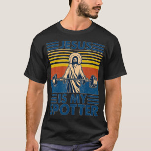 Funny Retro Vintag Gym Jesus ist mein Spotter  T-Shirt