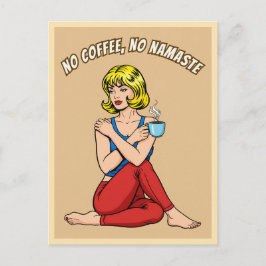 Funny Retro Vintage Coffee Yoga Humor Pop Art Postkarte