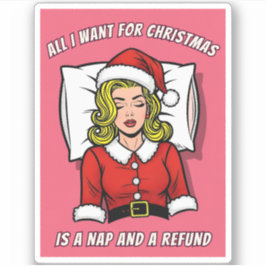 Funny Retro Vintage Pop Art Christmas Humor Aufkleber