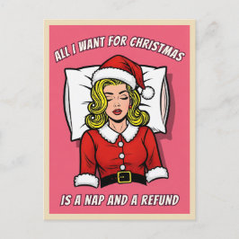 Funny Retro Vintage Pop Art Christmas Humor Postkarte