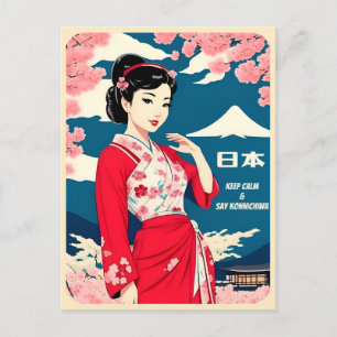 Funny Retro Vintage Reise Japan Spaß Postkarte