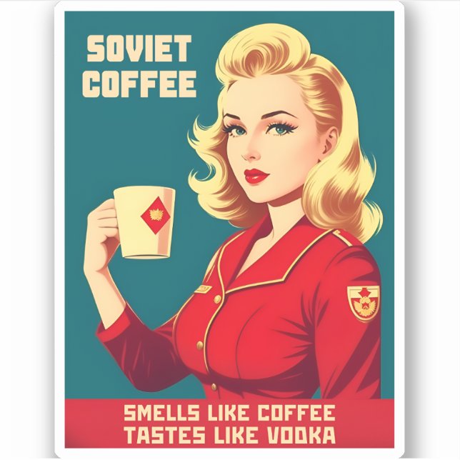 Funny Retro Vintager sowjetischer Kaffee Koffein S Aufkleber (Vorderseite)