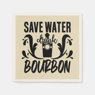 Funny rett water drink bourbon word art serviette