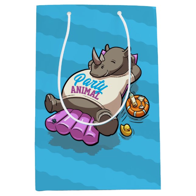Funny Rhino Party Animal Pool Aufblasbarer Cartoon Mittlere Geschenktüte (Vorderseite)