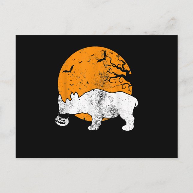 Funny Rhino Pumpkin Halloween Kostümgeschenk Postkarte (Vorderseite)