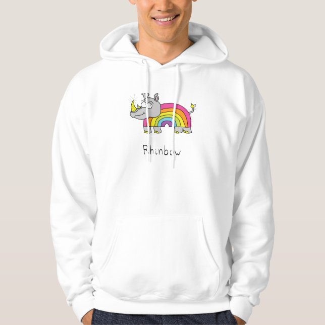 Funny Rhino Rainbow Niedlich Kids Cartoon Hoodie (Vorderseite)