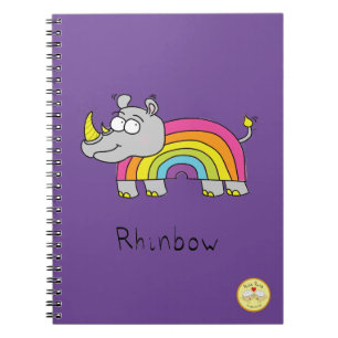 Funny Rhino Rainbow Niedlich Kids Cartoon Notizblock