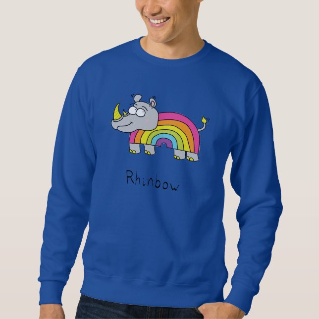 Funny Rhino Rainbow Niedlich Kids Cartoon Sweatshirt (Vorderseite)