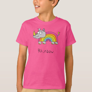 Funny Rhino Rainbow Niedlich Kids Cartoon T-Shirt