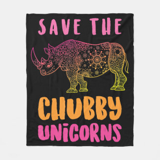 Funny Rhino Rett Chubby Unicorns Tierrechte Fleecedecke