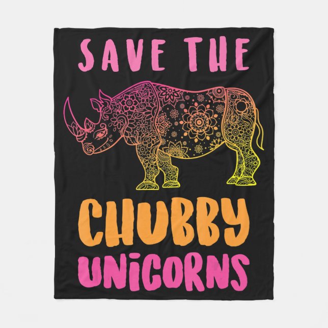 Funny Rhino Rett Chubby Unicorns Tierrechte Fleecedecke (Vorderseite)